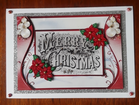 Vintage Merry Christmas - A5 card front with decoupage by Shirley Taylor