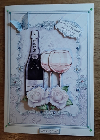CHAMPAGNE CELEBRATIONS DIAMOND A5 Decoupage & Insert by Shirley Taylor
