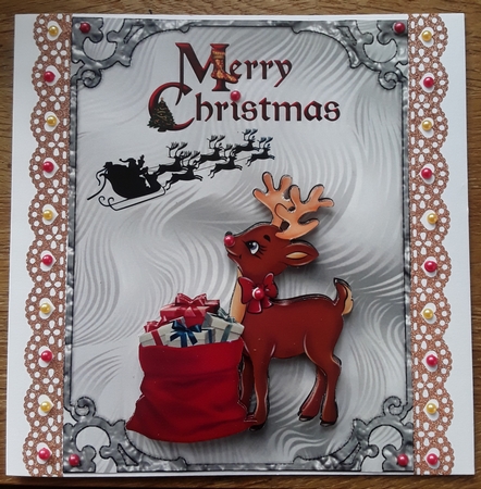 Thank You Santa - A5 card front with decoupage by Shirley Taylor