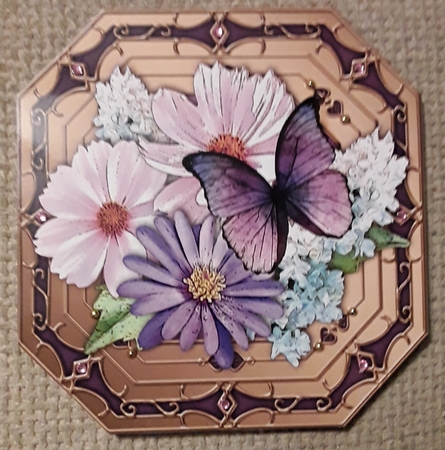 3D Shaped Octagonal Floral Card Kit - Butterfly & Flowers by Shirley Taylor