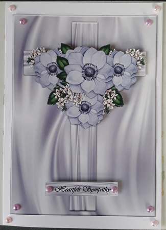 A5  Sympathy  Cross & Flowers by Shirley Taylor