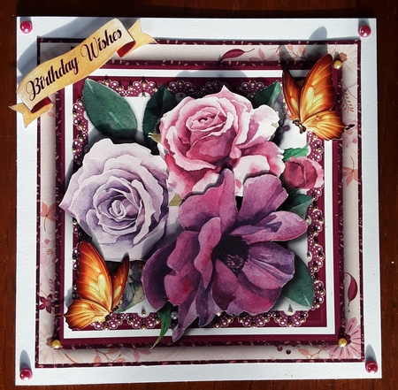 Roses and Golden Butterflys  by Shirley Taylor