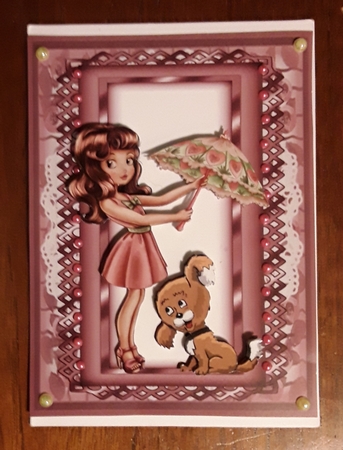 My Puppy - A5 card front with decoupage by Shirley Taylor