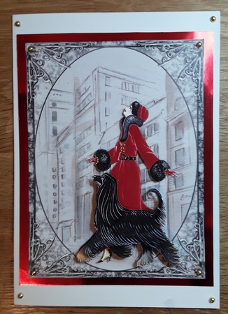Lady in New York - A5 card front with decoupage by Shirley Taylor