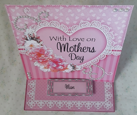 3D Easel Card Mini Kit - A Touch of Elegance Mothers Day - Flowers, Heart Lace, Butterflies & Pearls by Shirley Taylor