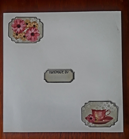 Kitty in a Teacup - 6x6 inch card front with decoupage by Shirley Taylor