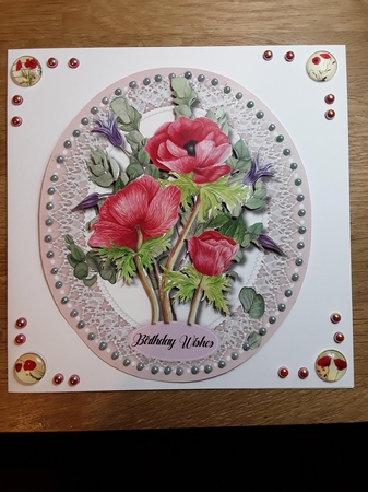 Poppys on a Lace Mat by Shirley Taylor