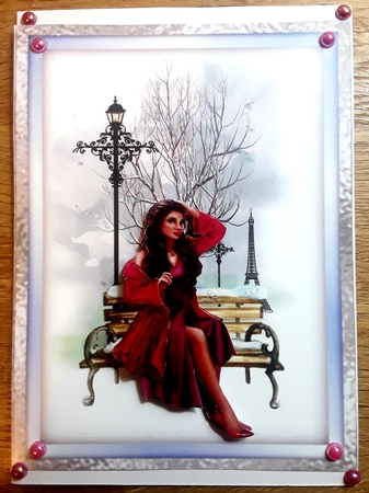 Paris -City of Romance - A5 card front with decoupage by Shirley Taylor