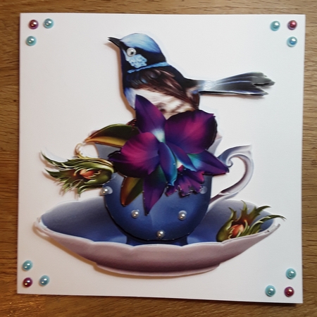 Floral Teacup & Saucer Decoupage Sheet - Tropica by Shirley Taylor