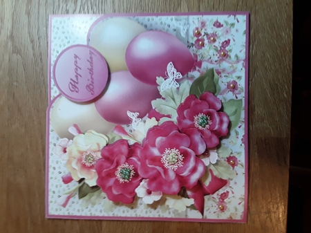Pink Poppies - Balloons Card Mini Kit by Shirley Taylor