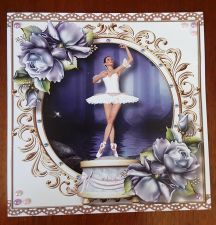 Ballerina Music Box With Blue Roses 8x8 by Shirley Taylor