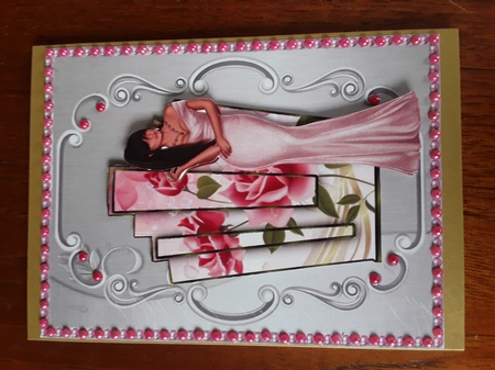 Matching blank insert for the design sheet - Deco Beauty Pink Roses by Shirley Taylor