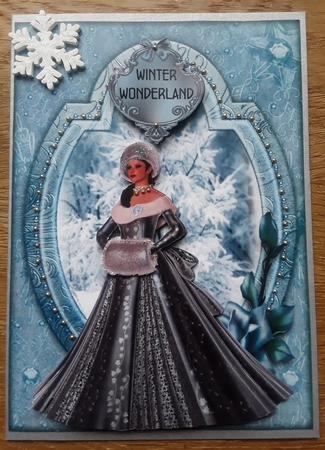 Christmas Princess - A5 card front with decoupage by Shirley Taylor