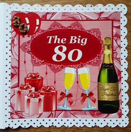 3 Red the Big 80 birthday card fronts/toppers by Shirley Taylor