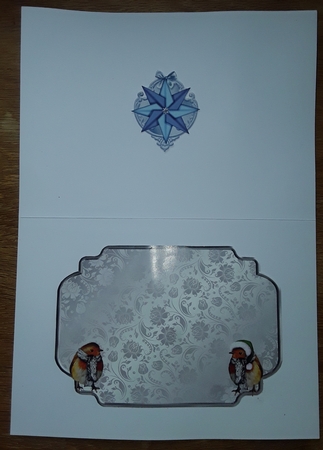 Twitters at Christmas 3 - A5 card front with decoupage by Shirley Taylor