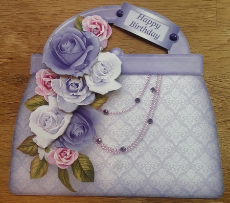 Pink and Blue Roses - Handbag Card Mini Kit by Shirley Taylor