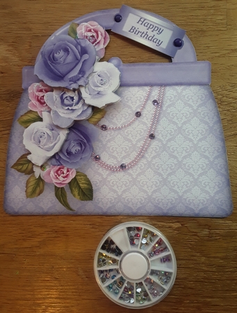 Pink and Blue Roses - Handbag Card Mini Kit by Shirley Taylor