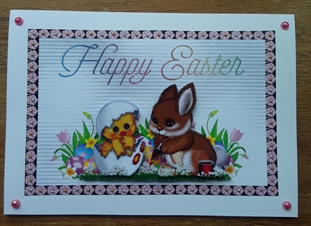Vintage Easter 1 - A5 card front with decoupage by Shirley Taylor