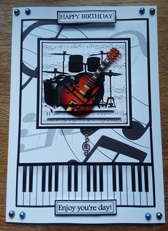 A5 - Music to me.....Card front with Pyramage  by Shirley Taylor