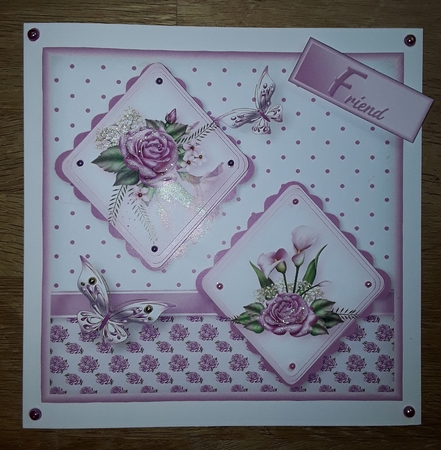 Pink Roses - Double Diamond Card Mini Kit by Shirley Taylor
