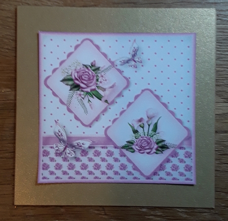 Pink Roses - Double Diamond Card Mini Kit by Shirley Taylor
