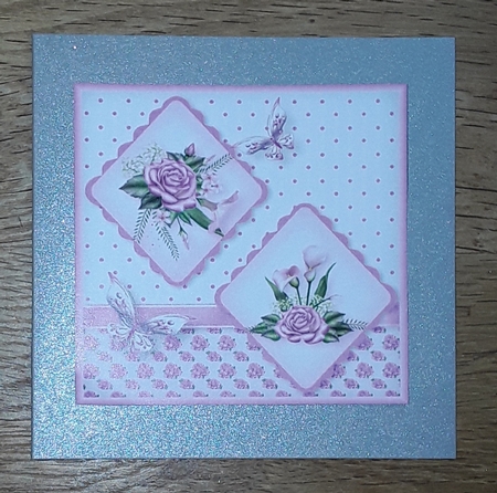Pink Roses - Double Diamond Card Mini Kit by Shirley Taylor