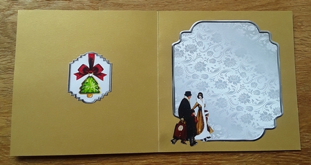 Christmas Shopping 1 - 6x6 inch card front with decoupage by Shirley Taylor