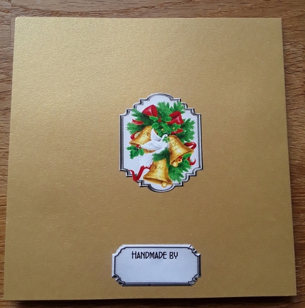 Christmas Shopping 1 - 6x6 inch card front with decoupage by Shirley Taylor
