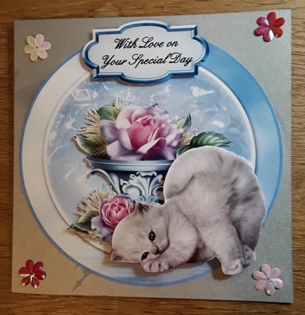 So Cute - 6x6 inch circular topper with decoupage by Shirley Taylor