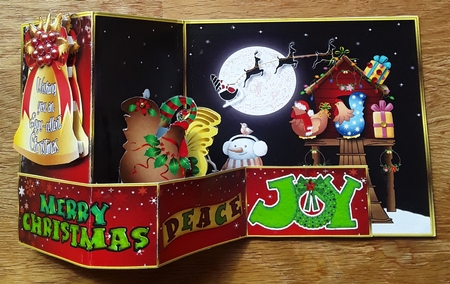 An Eggs-cellent Christmas  - Z fold Card with pop up bars.  by Shirley Taylor
