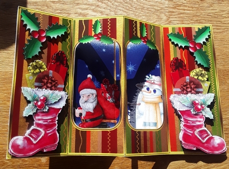 On Your Bike Santa!  - Double Window Card by Shirley Taylor