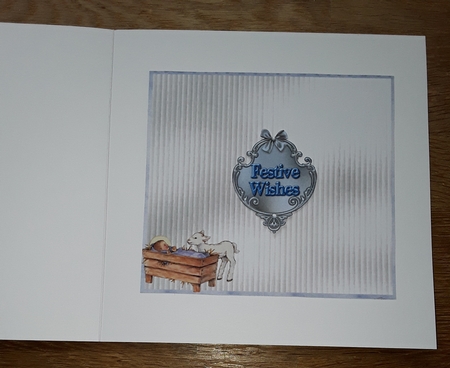 A Child is Born - 6x6 inch card front with decoupage and 8 greeting boxes by Shirley Taylor