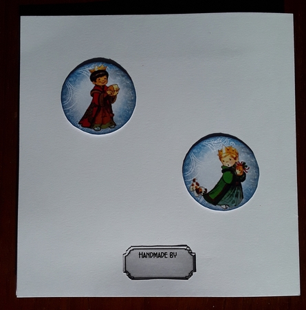 Three Kings and a Dog - 6x6 inch card front with decoupage, by Shirley Taylor
