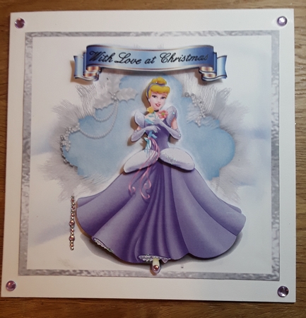 Christmas Cinders - 6x6 inch card front with decoupage by Shirley Taylor