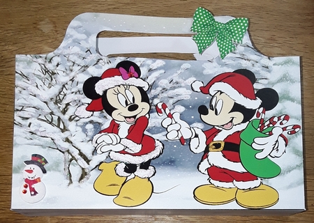 Lovely tote gift bag with mickey/minnie with snow (two) by Shirley Taylor