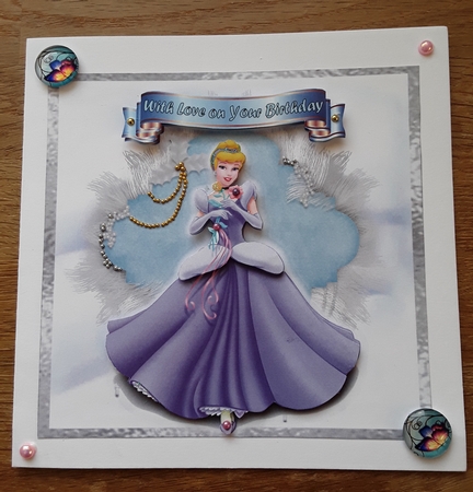 Birthday Cinders - 6x6 inch card front with decoupage by Shirley Taylor