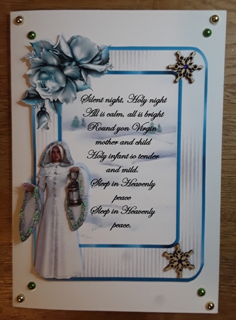 Carols at Christmas 4 - 7x5 inch card front with decoupage by Shirley Taylor
