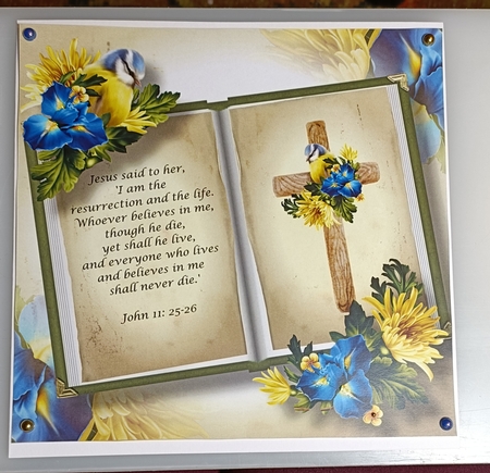 Open Book Easter Bible Quote - John 11:25-26 8x8 by Shirley Taylor