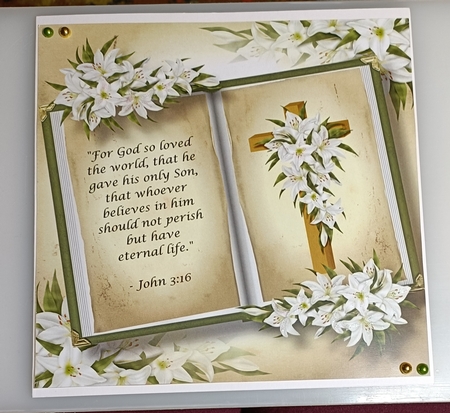 Open Book Easter Bible Quote - John 3:16  8x8 by Shirley Taylor