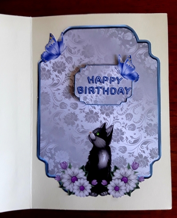 Cute Cats 3 - 7x5 inch card front with decoupage by Shirley Taylor