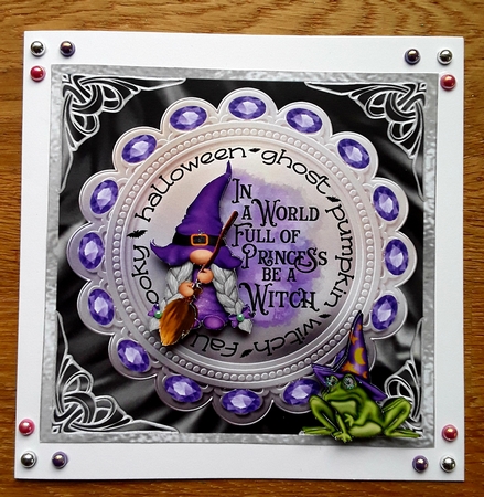 Purple Halloween 1 - 6x6 inch card front with decoupage by Shirley Taylor