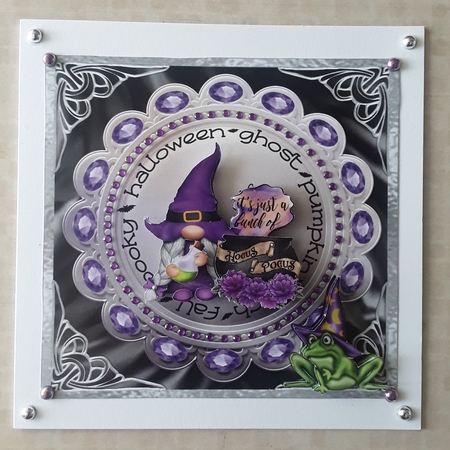 Purple Halloween 2 - 6x6 inch card front with decoupage by Shirley Taylor