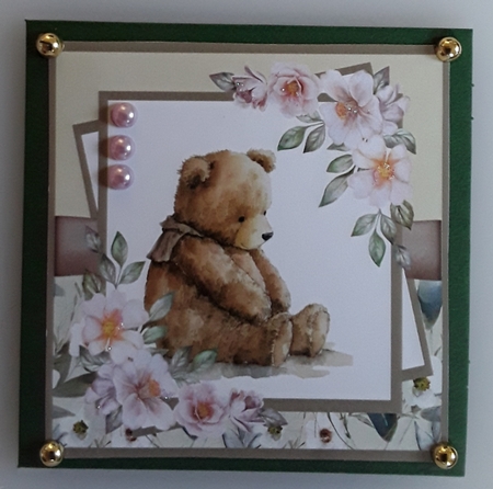 Vintage Teddy Bear #1 (7x7 inch square card kit) by Shirley Taylor