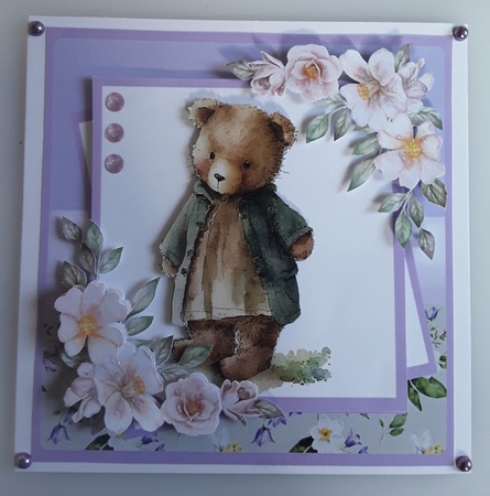 Vintage Teddy Bear #3 (7x7 inch square card kit) by Shirley Taylor