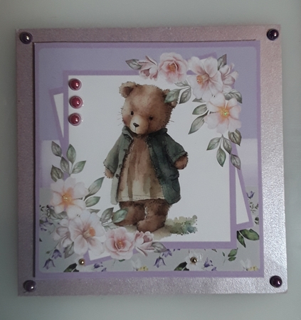 Vintage Teddy Bear #3 (7x7 inch square card kit) by Shirley Taylor