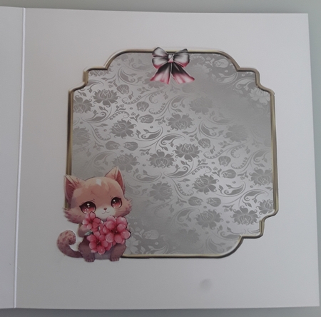 Pretty Kitty 2 - 6X6 inch card front with decoupage by Shirley Taylor