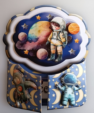 Spaceman/Astronaut Gatefold card, Envelope and 3 inch Box Project Kit by Shirley Taylor