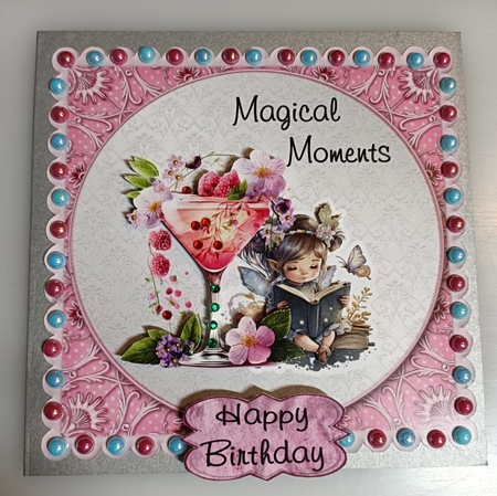 Magical Cocktail - 6x6 inch card front with decoupage by Shirley Taylor