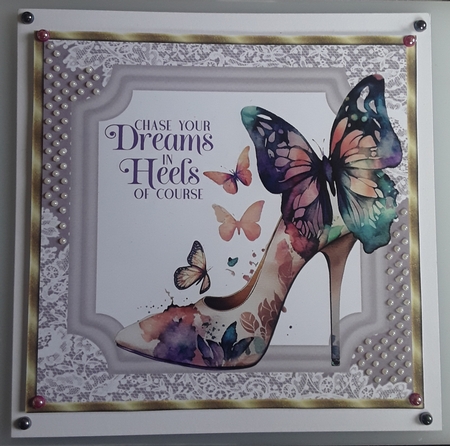 3 Chase your dreams butterfly shoe card fronts/toppers 1 by Shirley Taylor