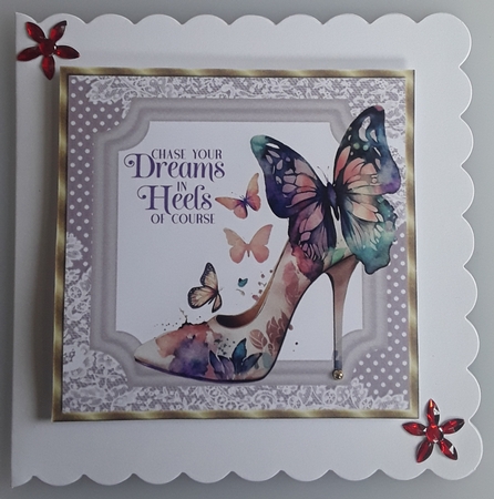 3 Chase your dreams butterfly shoe card fronts/toppers 1 by Shirley Taylor